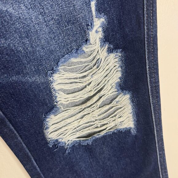 Judy Blue Jeans Womens 13/31 Dark Rigid Front Stretch Back Distressed Raw Hem - Picture 5 of 15